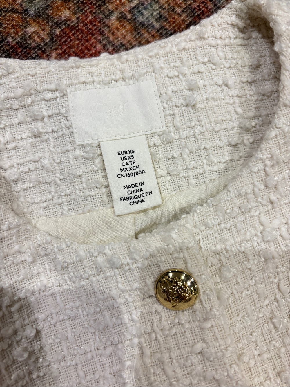 H&M Cream Tweed Button-Front Cardigan - Picture 4 of 4